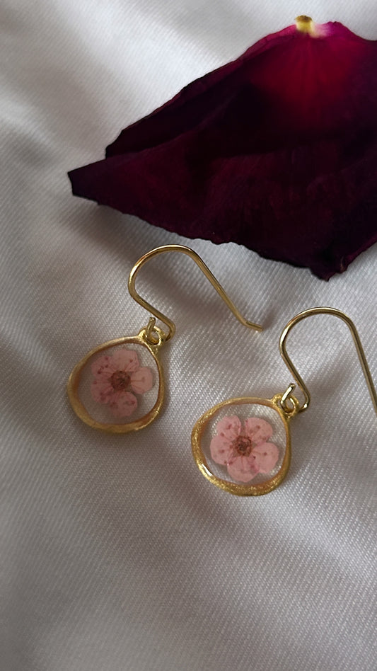 Gold Plum Blossom Organic Circle Earrings