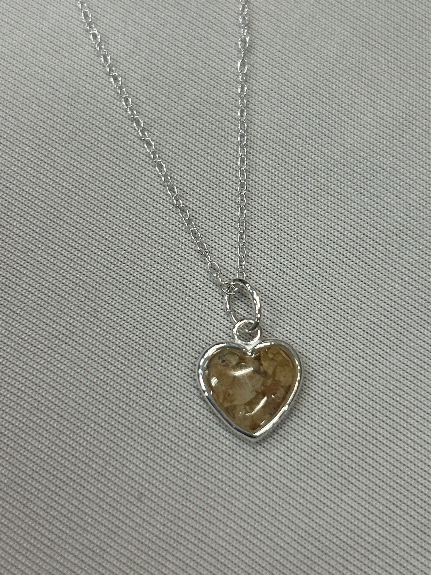 Crushed Lily of The Valley Heart Necklace