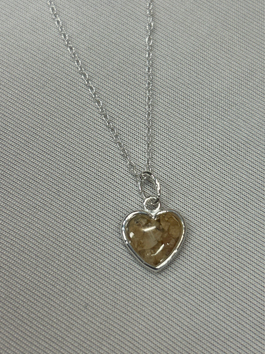 Crushed Lily of The Valley Heart Necklace