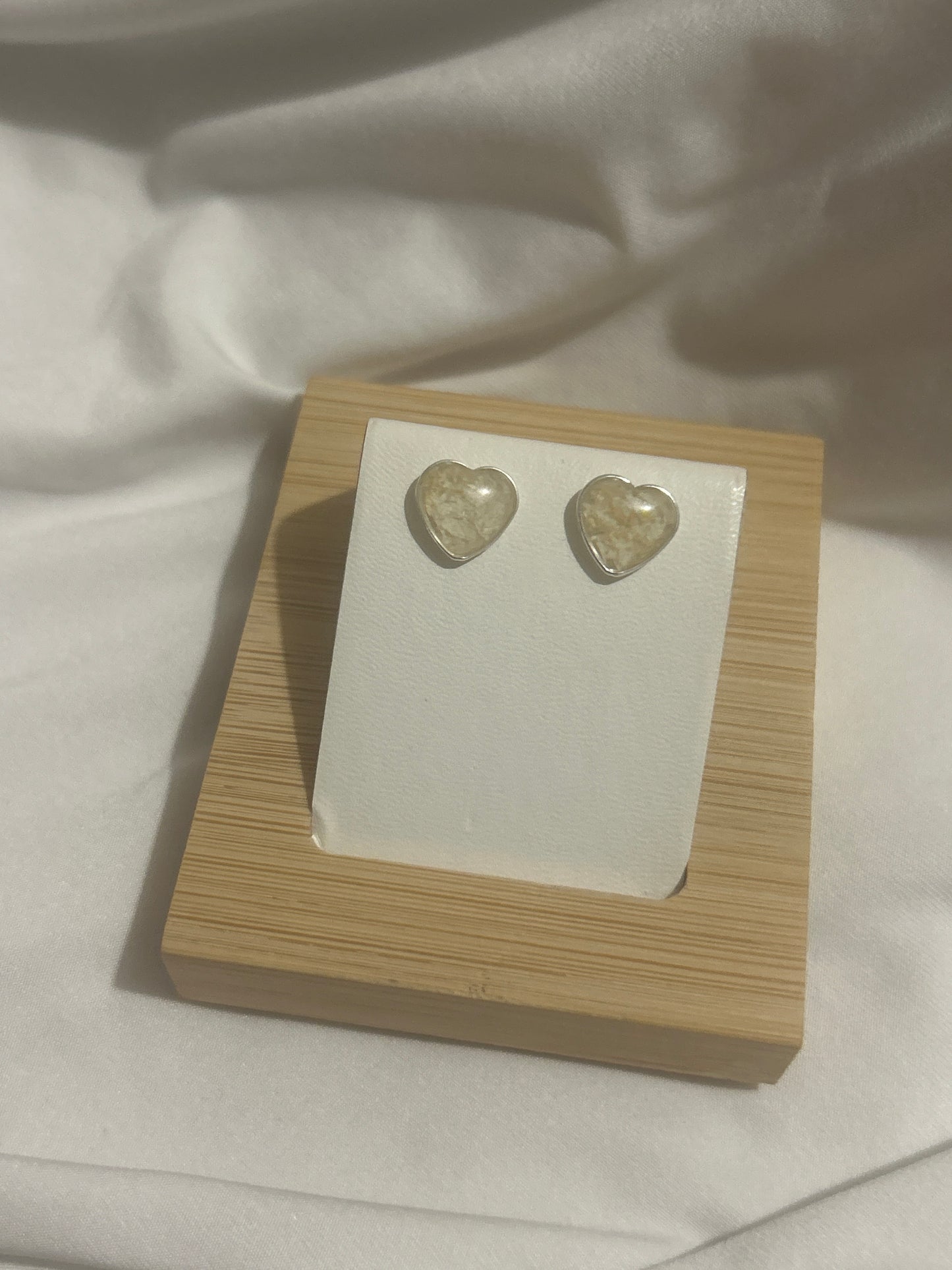 Crushed Daisy Heart Studs