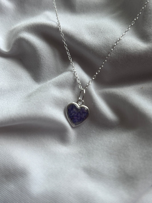 Crushed Violets Heart Necklace