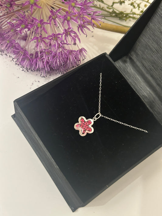 Pink Cow Parsley Flower Pendant Necklace