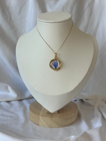 Cornflower Gold Circle Necklace