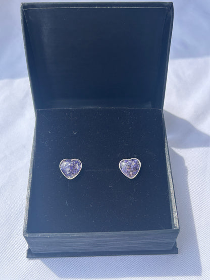 Crushed Aster Heart Studs