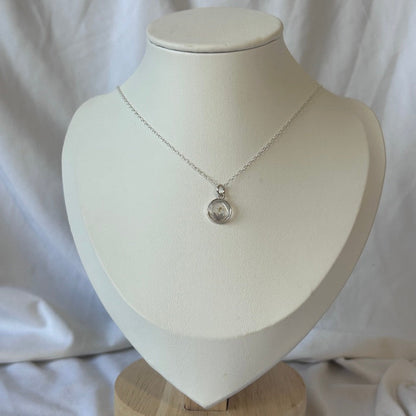 Cow Parsley Heart in Circle Necklace