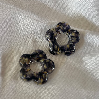 Lavender Flower Hoop Charms