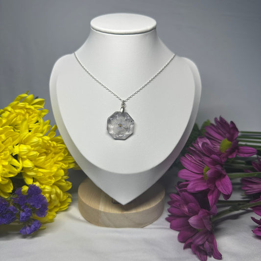 Forget Me Not Hexagon Necklace