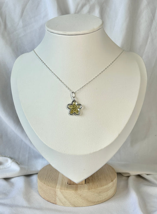 Yellow Cow Parsley Flower Pendant Necklace