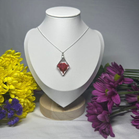 Red Rose Bud Necklace