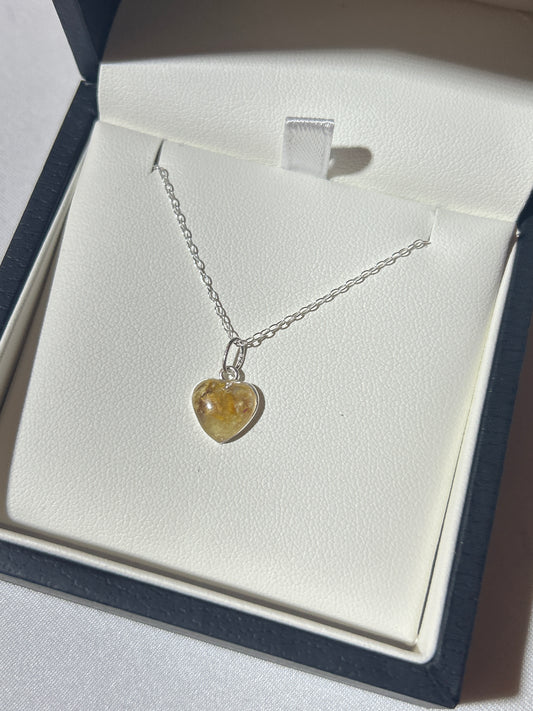 Crushed Daffodil Heart Necklace