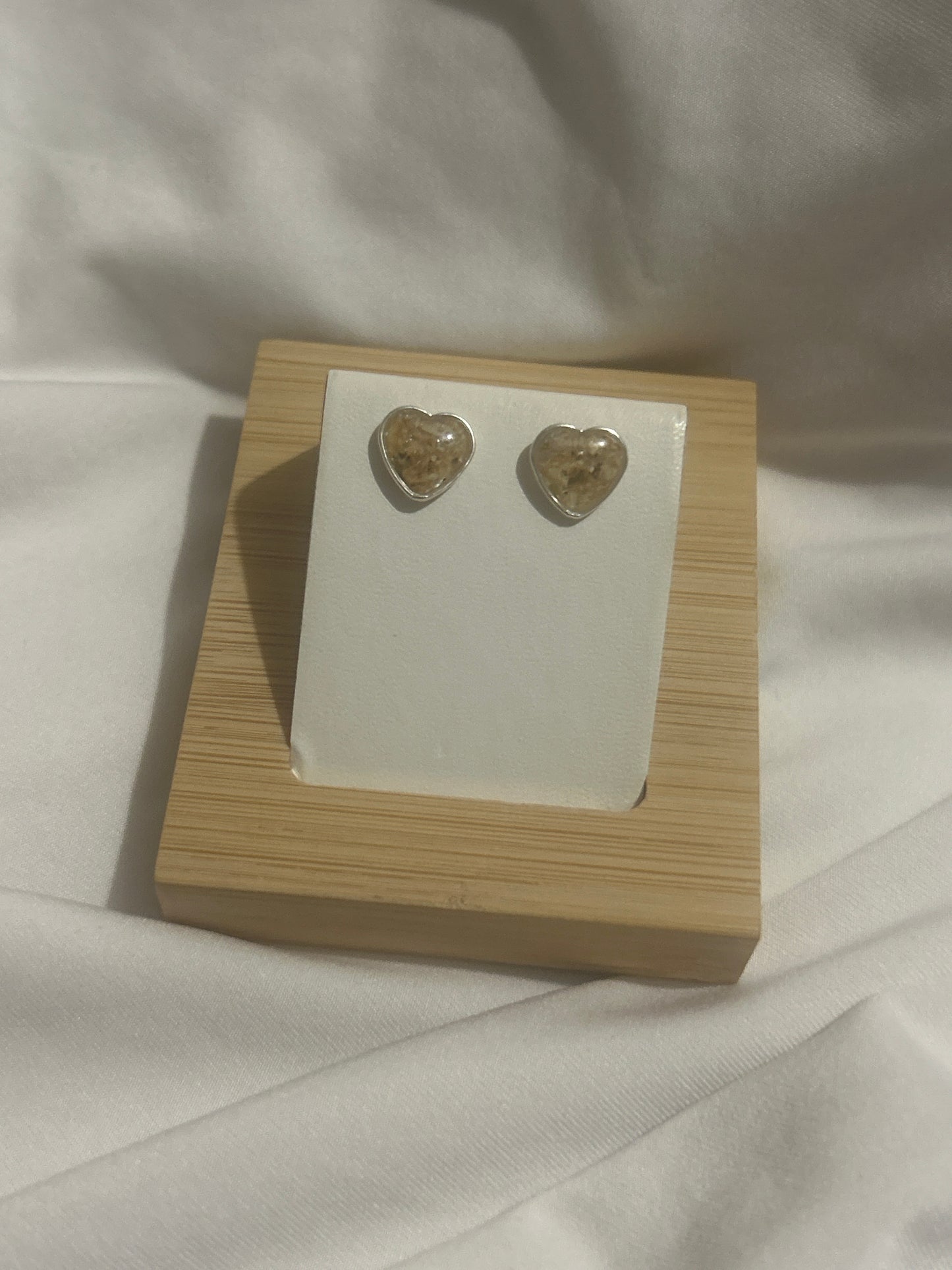 Crushed Lily of the Valley Heart Studs