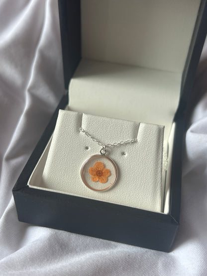 Orange Blossom Circle Pendant Necklace
