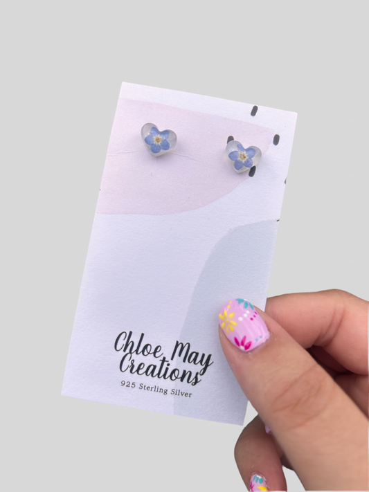 Forget me not heart earrings