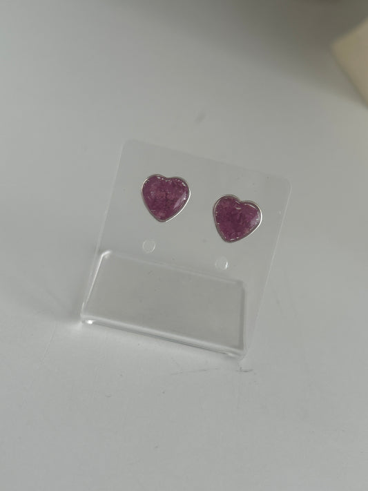 Crushed Peonies Heart Studs