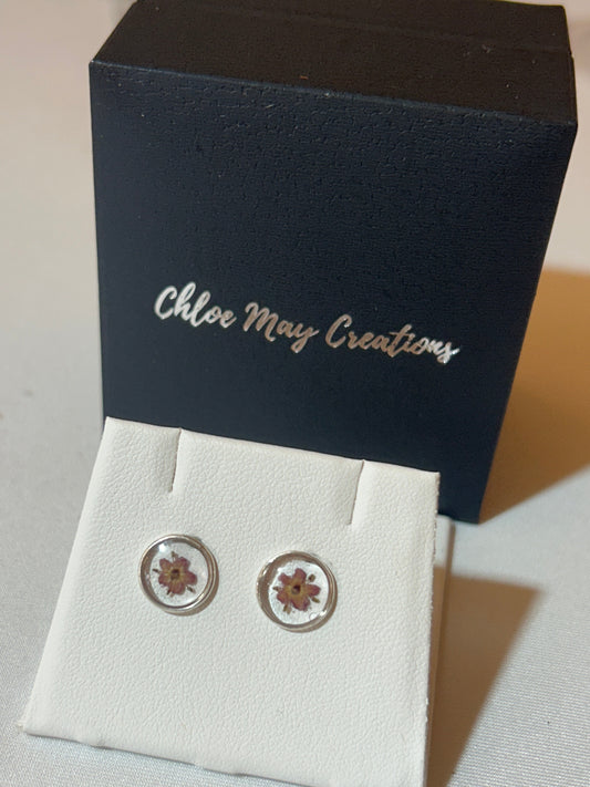 Purple Elderflower Blossom Circle Studs