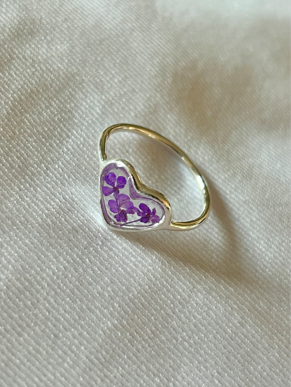 Heart Purple Queen Anne's Lace Rings
