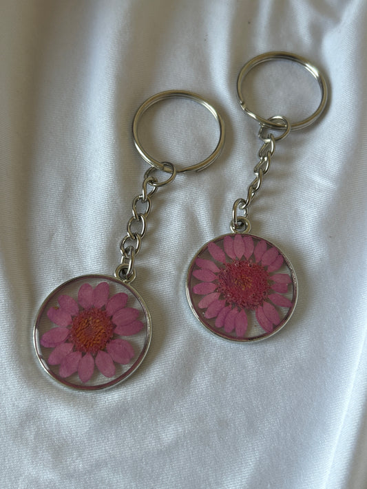 Pink Daisy Keychain