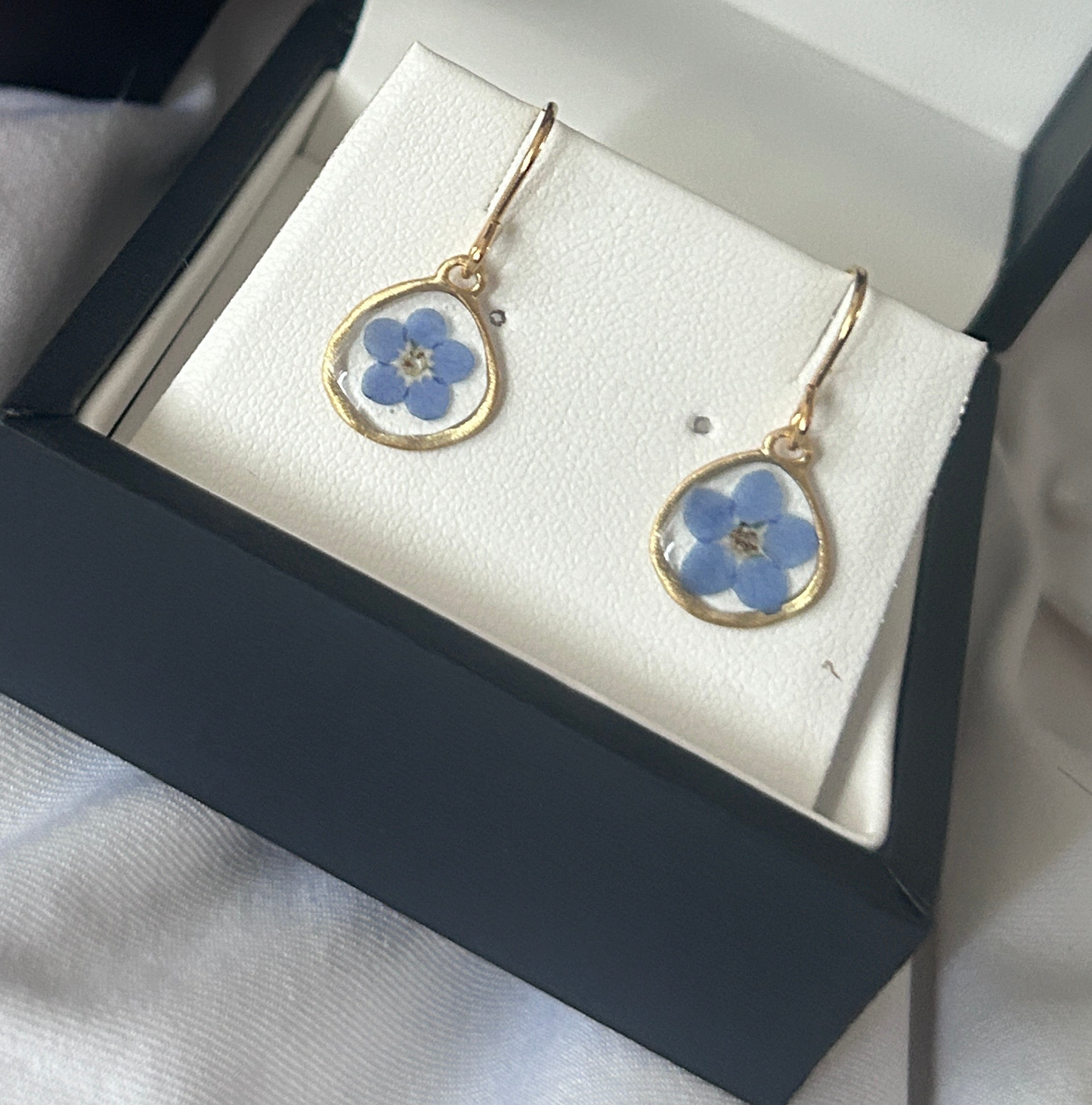 Gold Forget Me Not Circle Earrings