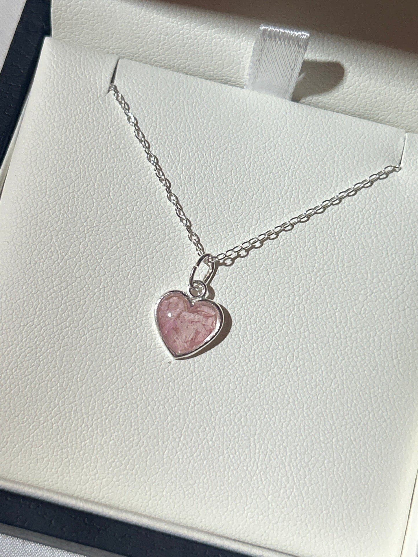 Crushed Larkspur Heart Necklace