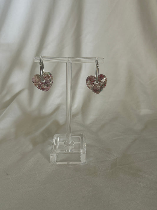 Wildflower Crushed Flower Heart Hoop Earrings