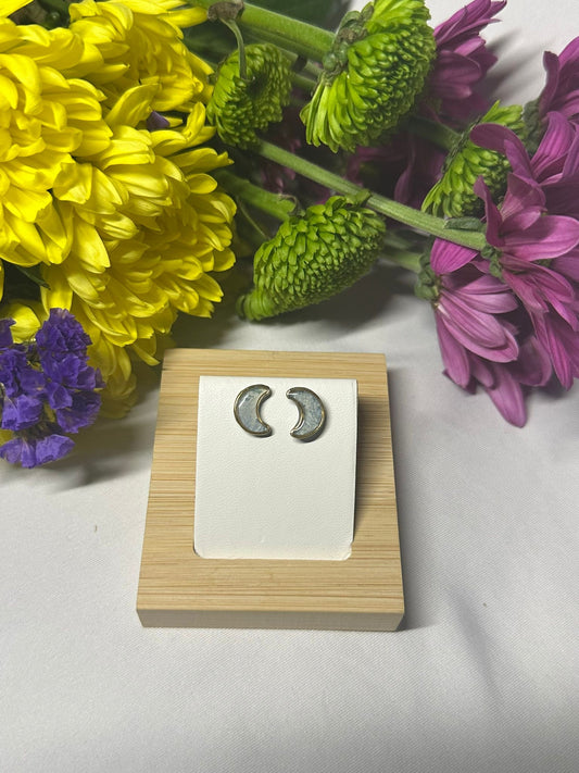 Hydrangea Moon Stud Earrings