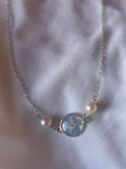 Forget me nots and pearl necklace