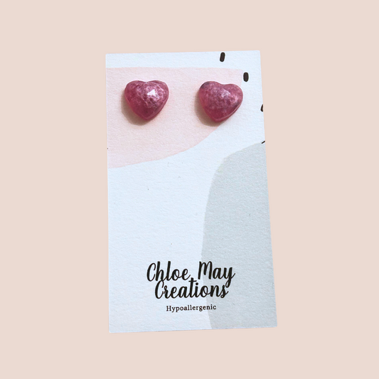 Pink Heart Stud Earrings