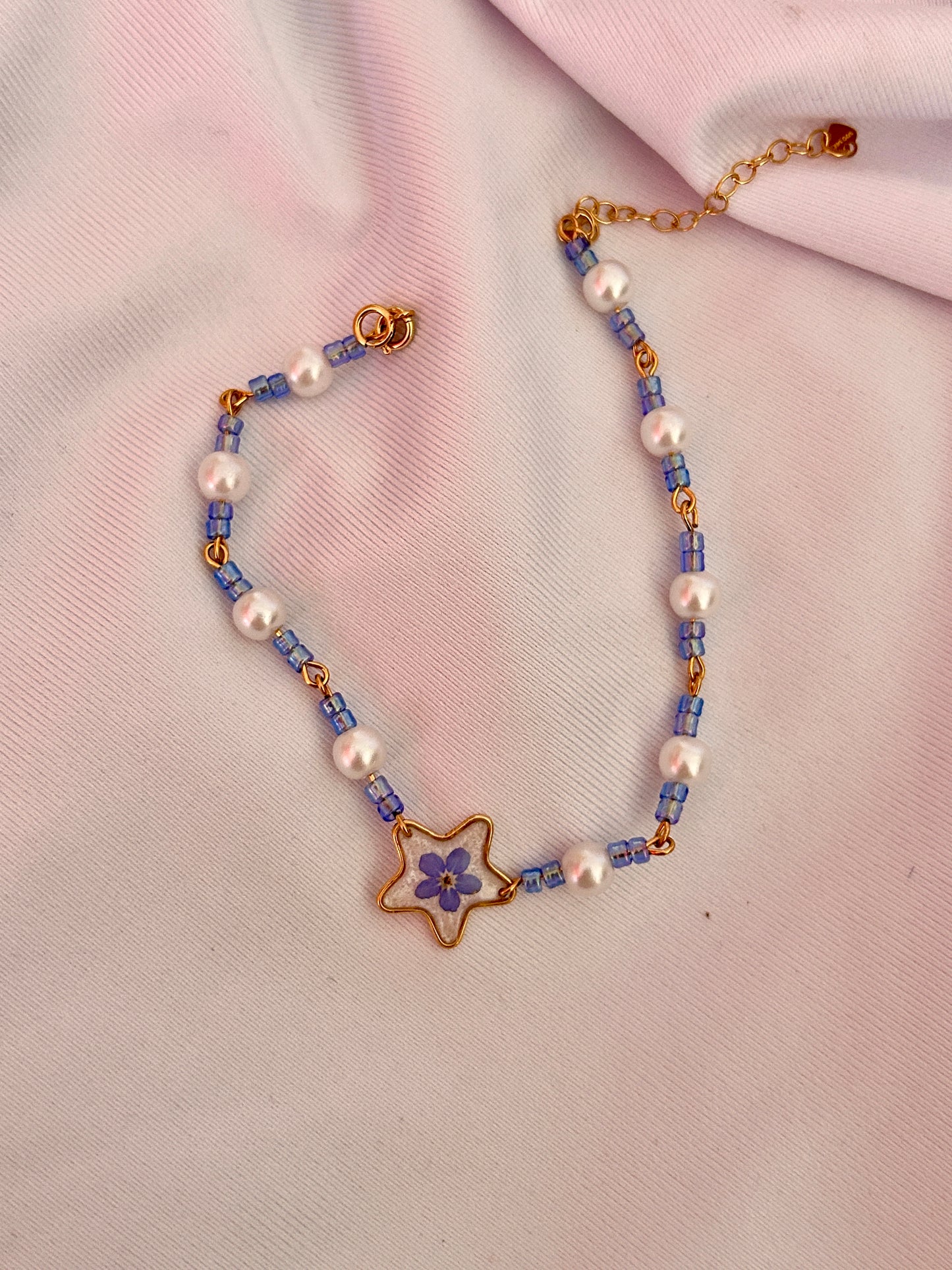 Forget Me Not Star Pearl Beaded Gold Vermeil Bracelet