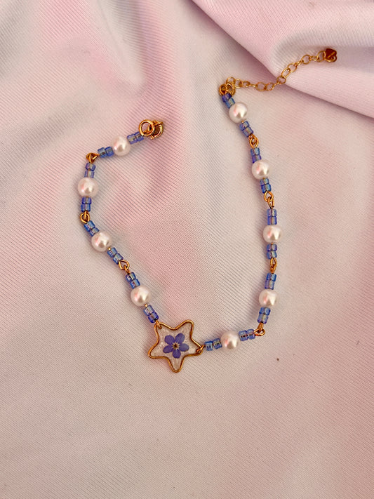 Forget Me Not Star Pearl Beaded Gold Vermeil Bracelet