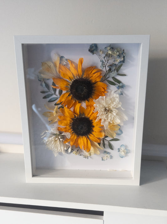 Sunflower & Hydrangeas Box Frame