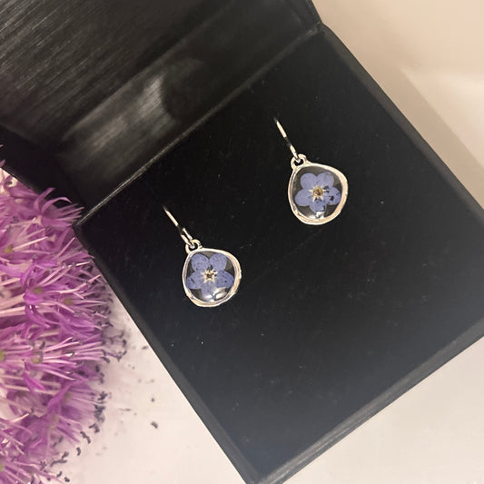 Forget Me Not Organic Circle Earrings