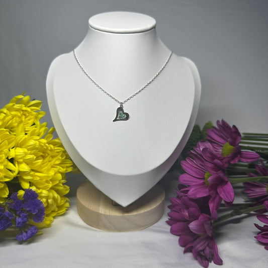 Light Blue Cow Parsley Hammered Heart