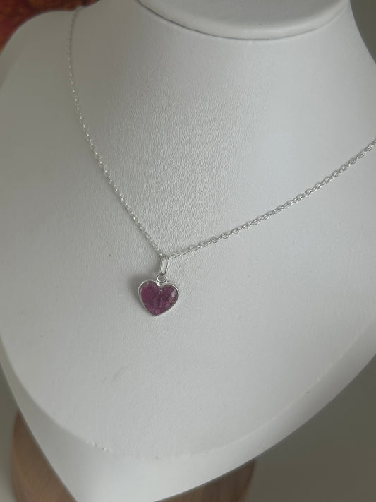 Crushed Peonies Heart Necklace