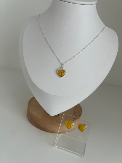 Crushed Marigolds Heart Necklace