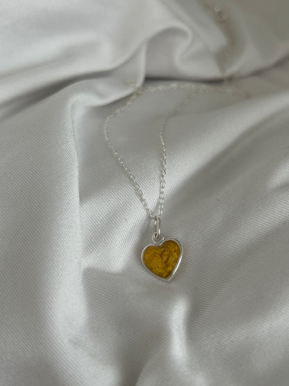 Crushed Marigolds Heart Necklace
