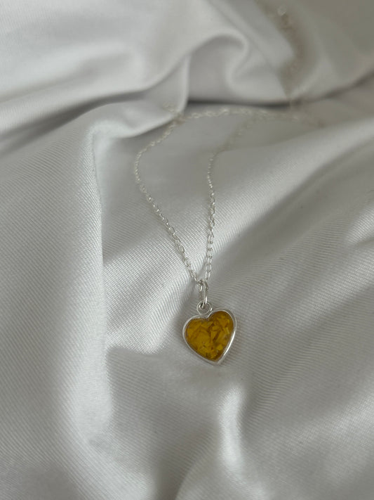 Crushed Marigolds Heart Necklace