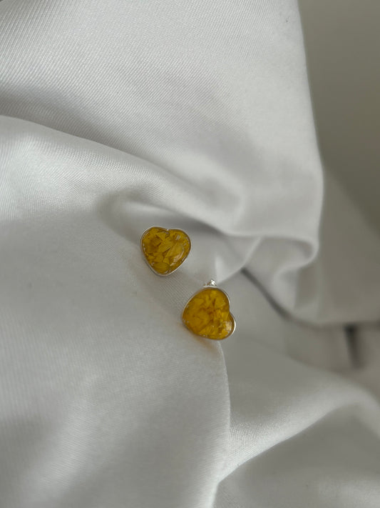 Crushed Marigolds Heart Studs