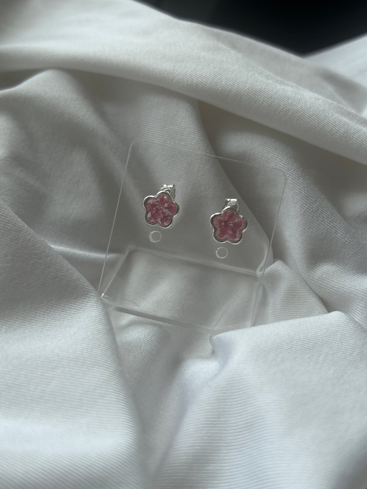 Pink Cow Parsley Flower Stud Earrings