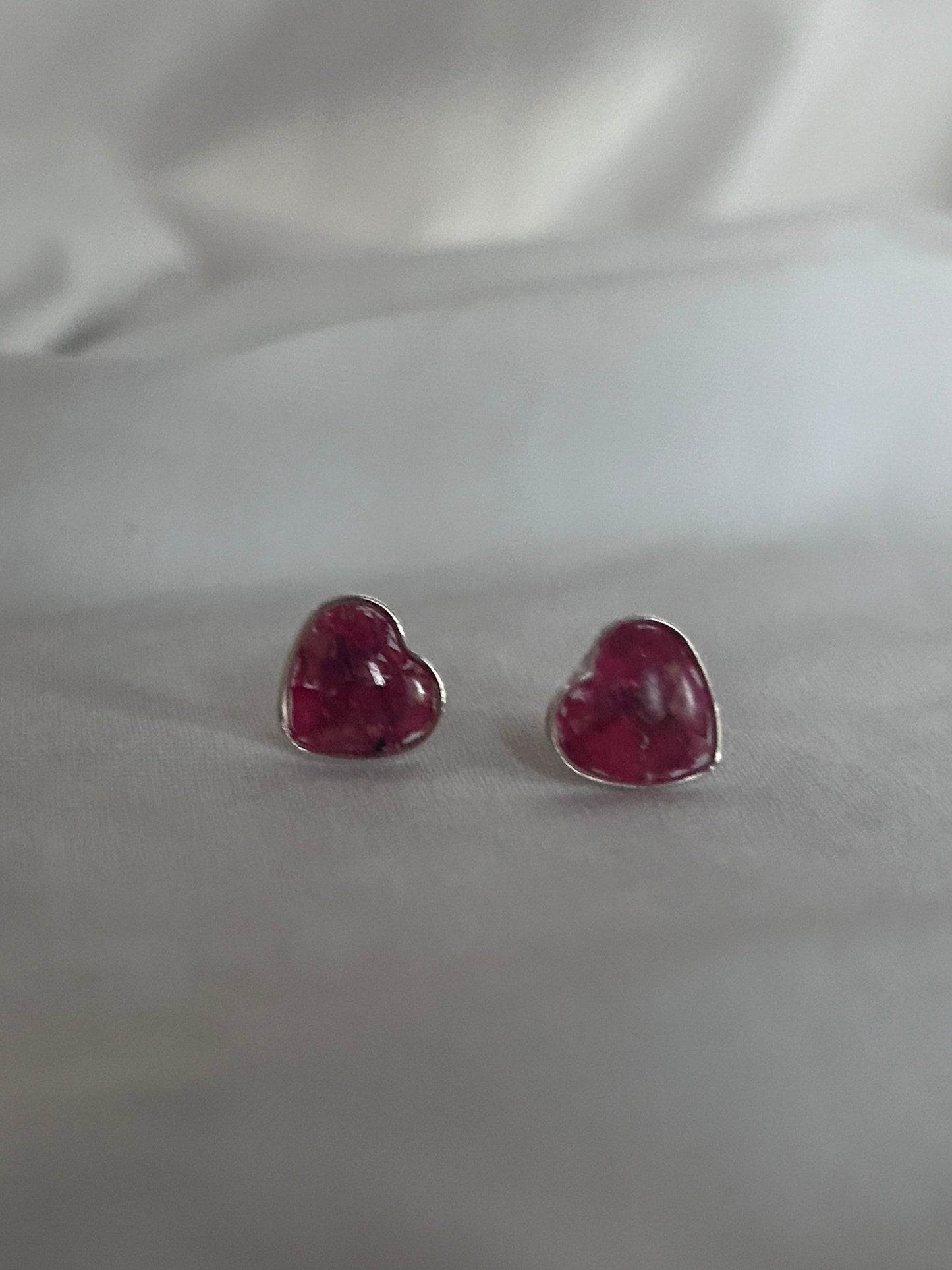 Crushed Rose Heart Studs