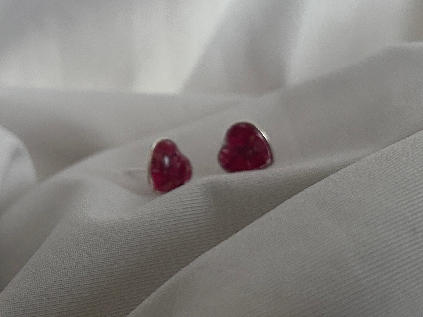 Crushed Rose Heart Studs