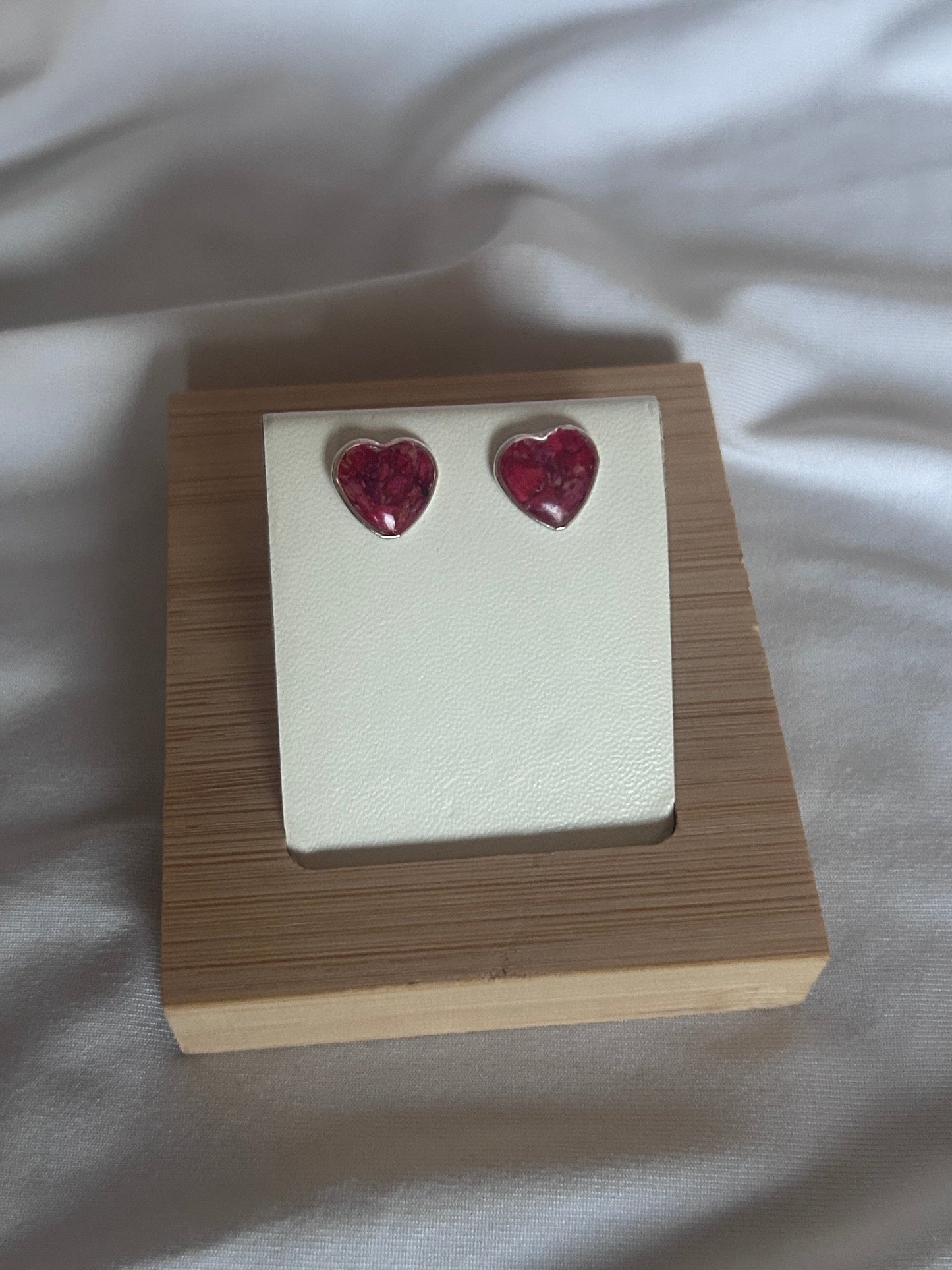 Crushed Rose Heart Studs