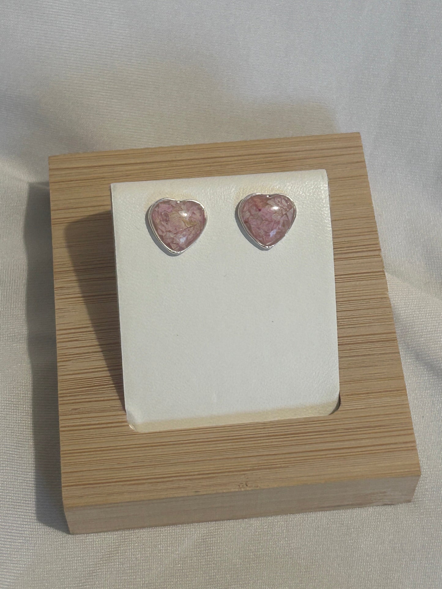 Crushed Larkspur Heart Studs