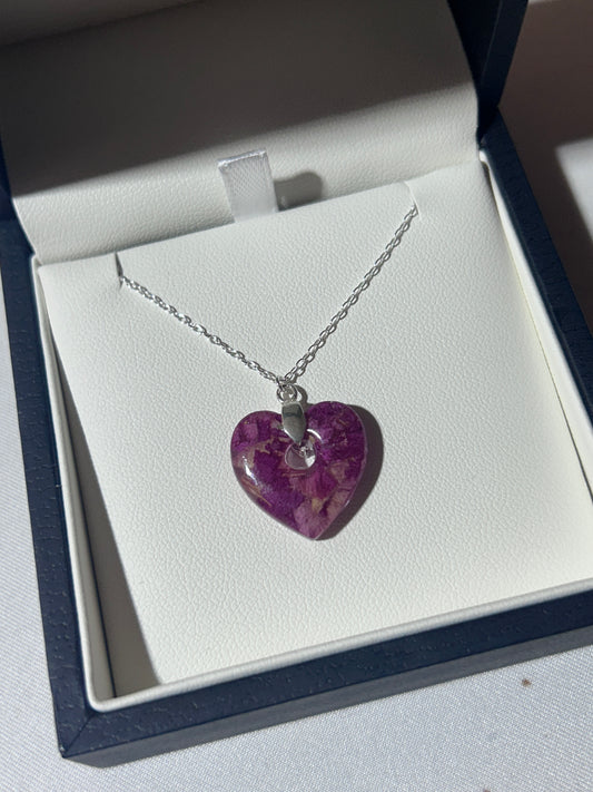 Crushed Peonies Heart Pendant Necklace