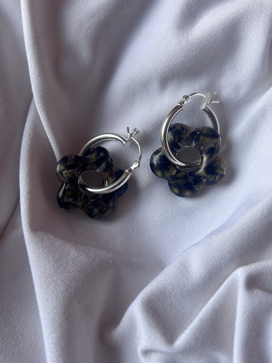 Lavender Flower Hoops