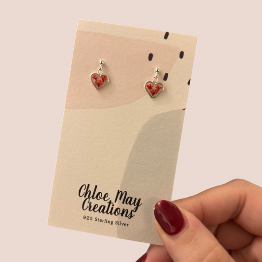 Red Queen Anne’s Lace Dainty Heart Studs