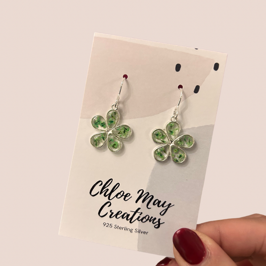 Green Confetti Flower Earrings