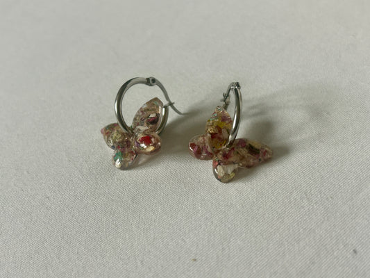 Wildflower Crushed Butterfly Hoop Earrings