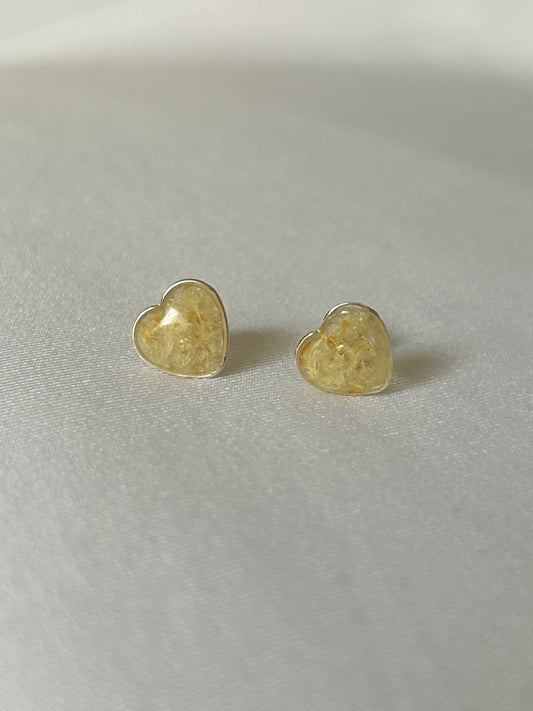 Crushed Narcissus Heart Studs