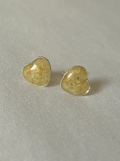 Crushed Narcissus Heart Studs