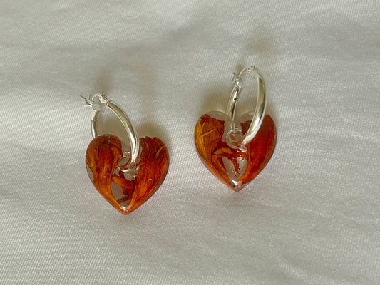 Crocosmia Heart Hoop Earrings